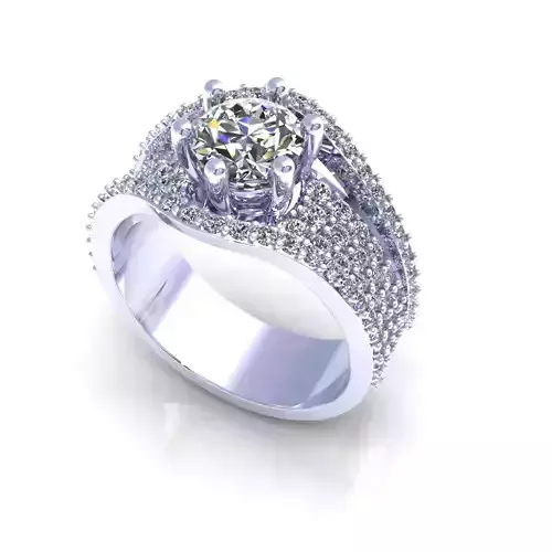 Pave Love Four Row Ring