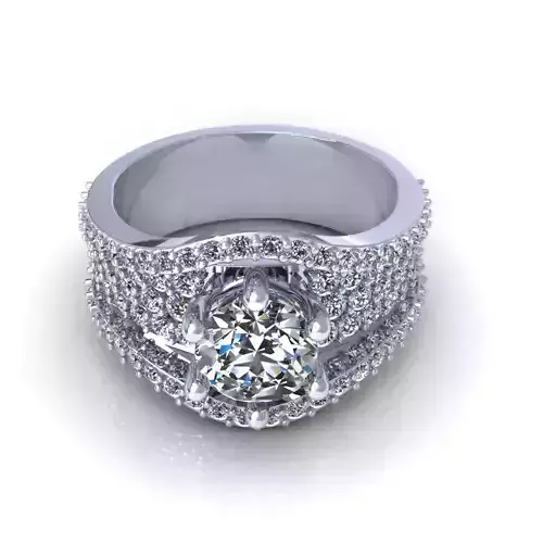 Pave Love Four Row Ring