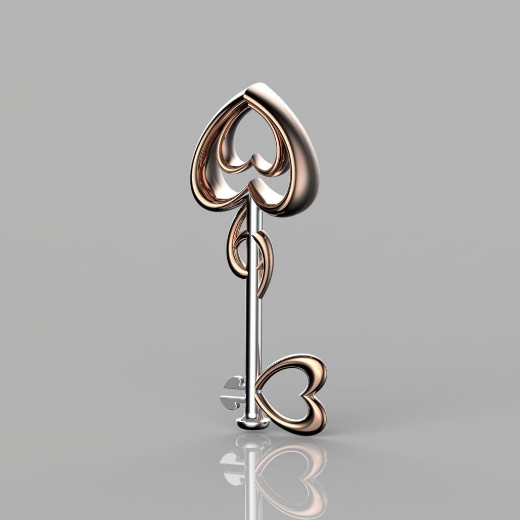 Heart Key Pendant 3D print model_1