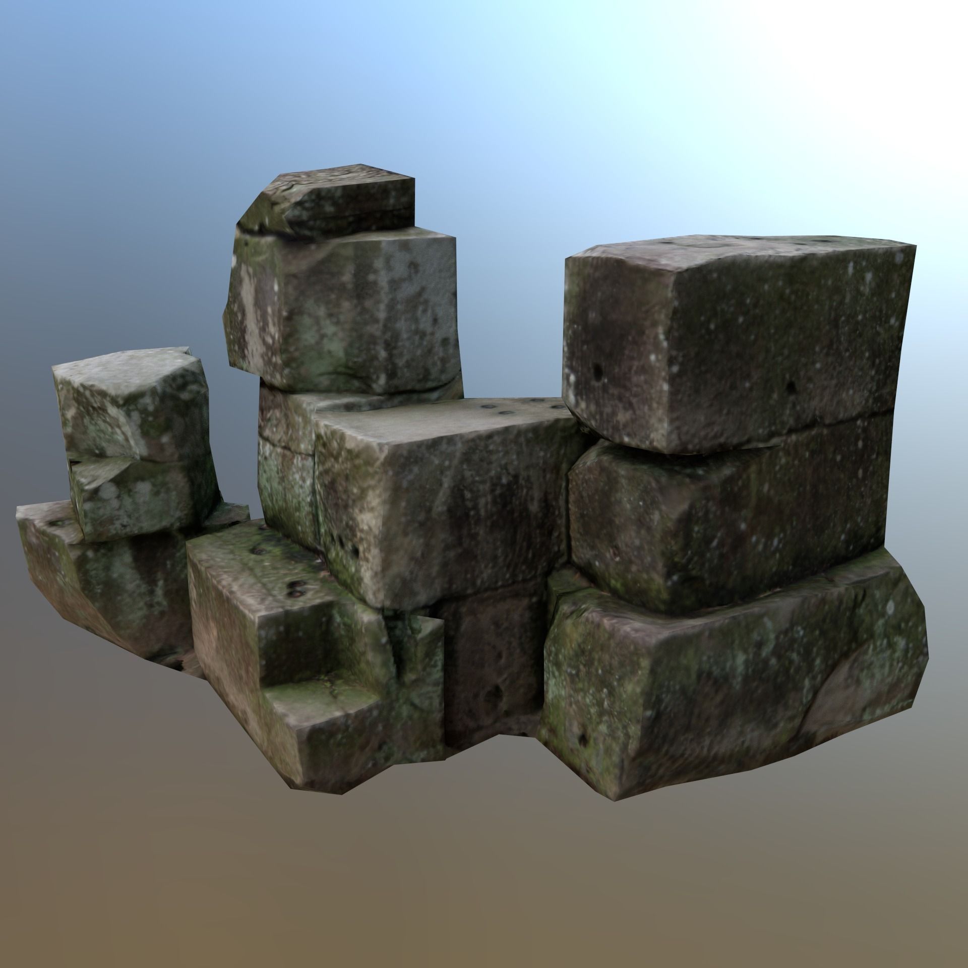 Scanned Stone Pile for Rendering and Games Low-poly 3D model_4