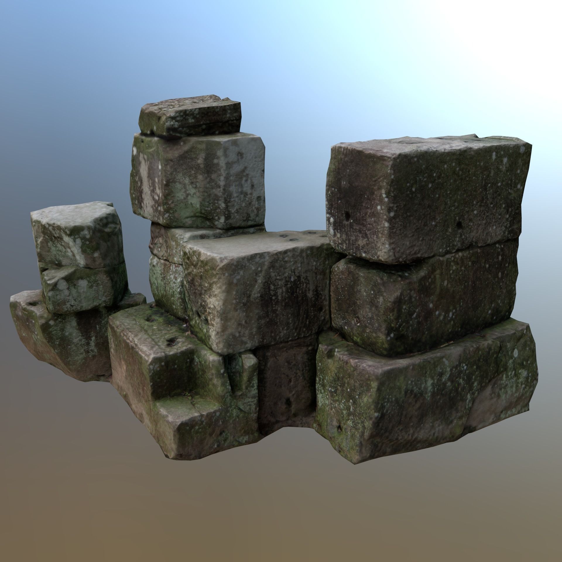 Scanned Stone Pile for Rendering and Games Low-poly 3D model_2