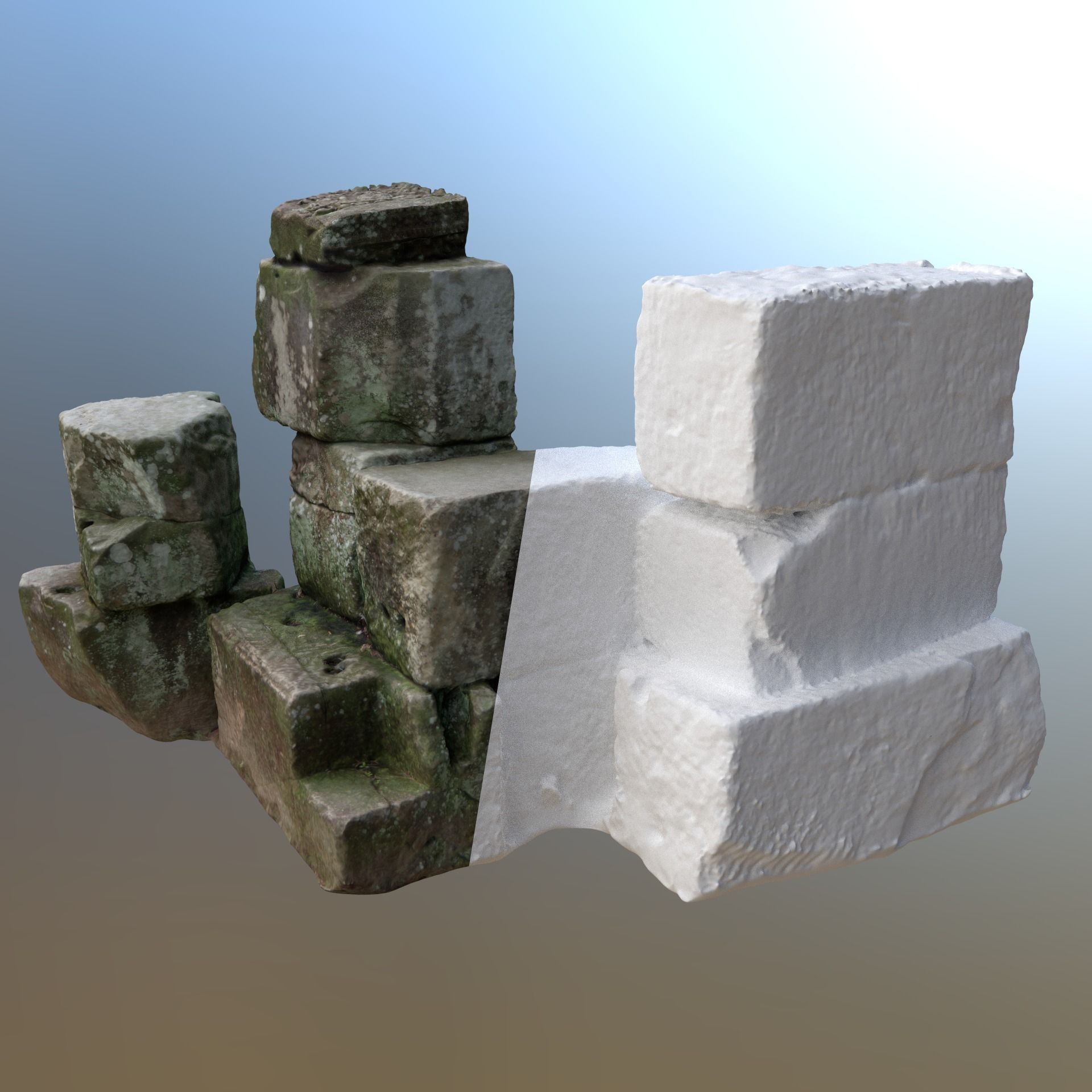 Scanned Stone Pile for Rendering and Games Low-poly 3D model_1