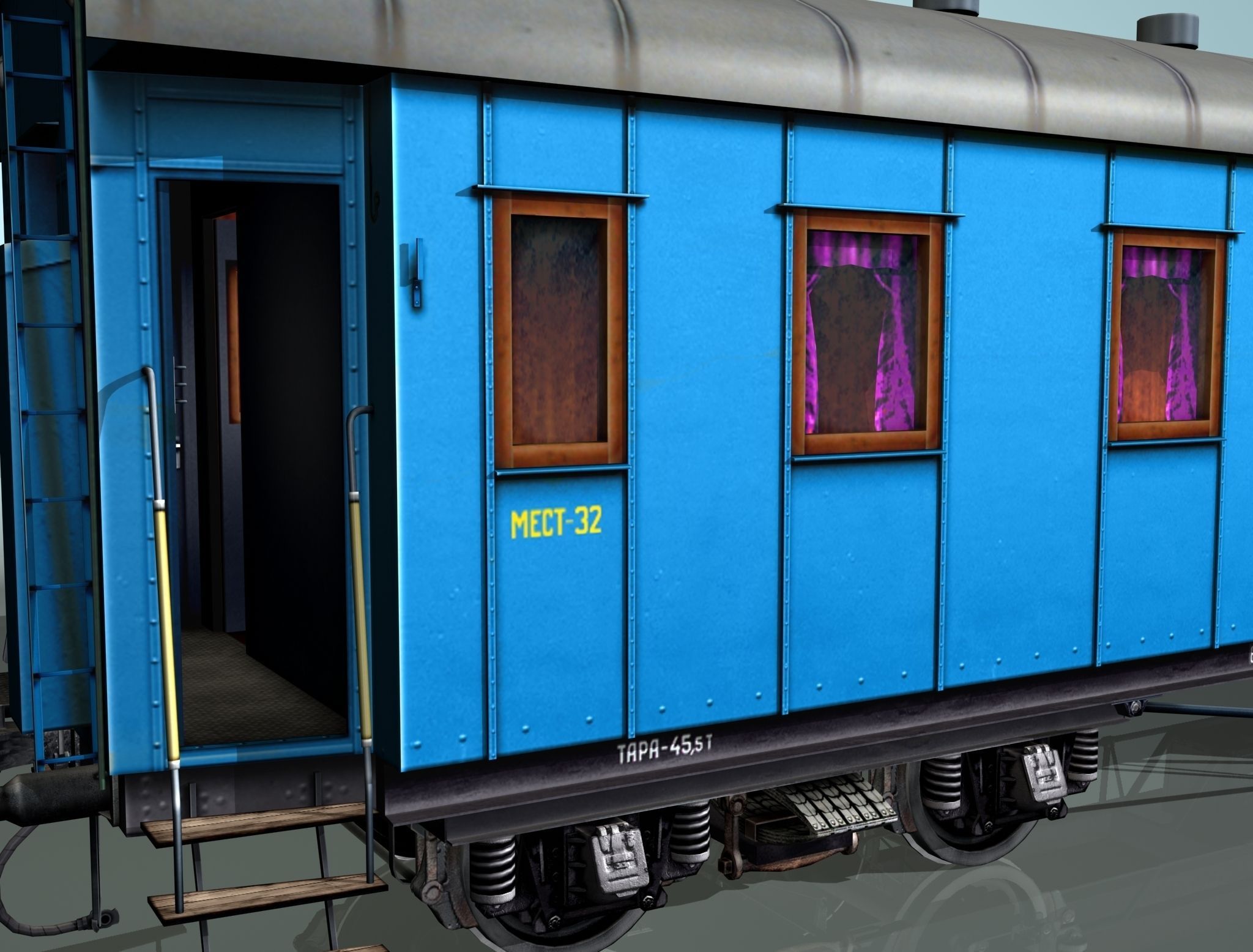 Passenger wagon Yegorov plant Low-poly 3D model_6