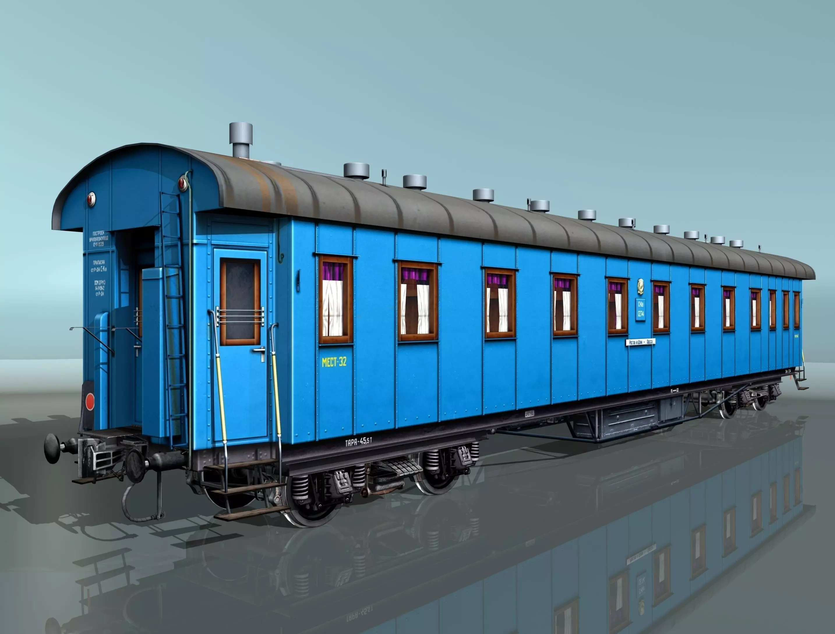 Passenger wagon Yegorov plant Low-poly 3D model_0
