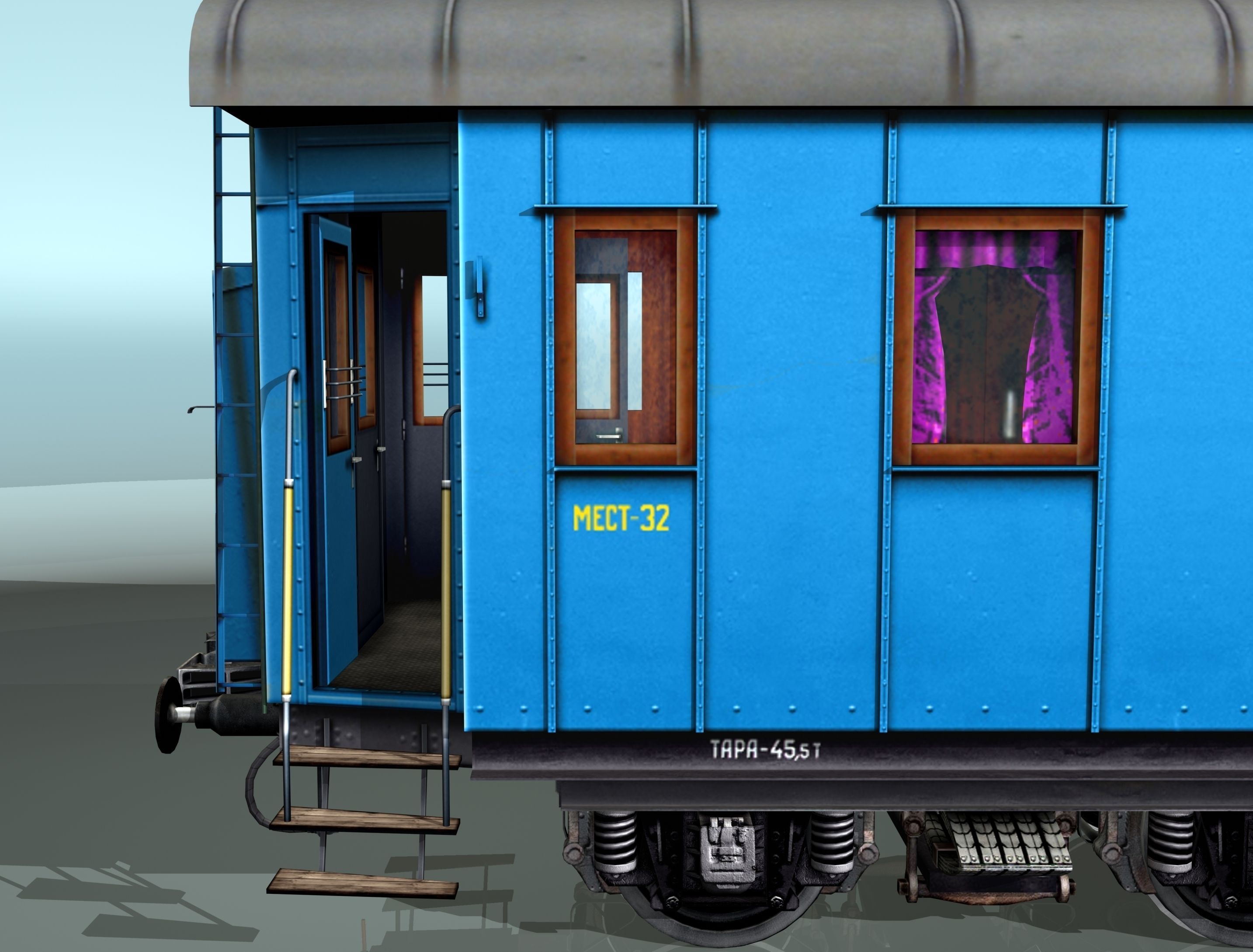 Passenger wagon Yegorov plant Low-poly 3D model_5