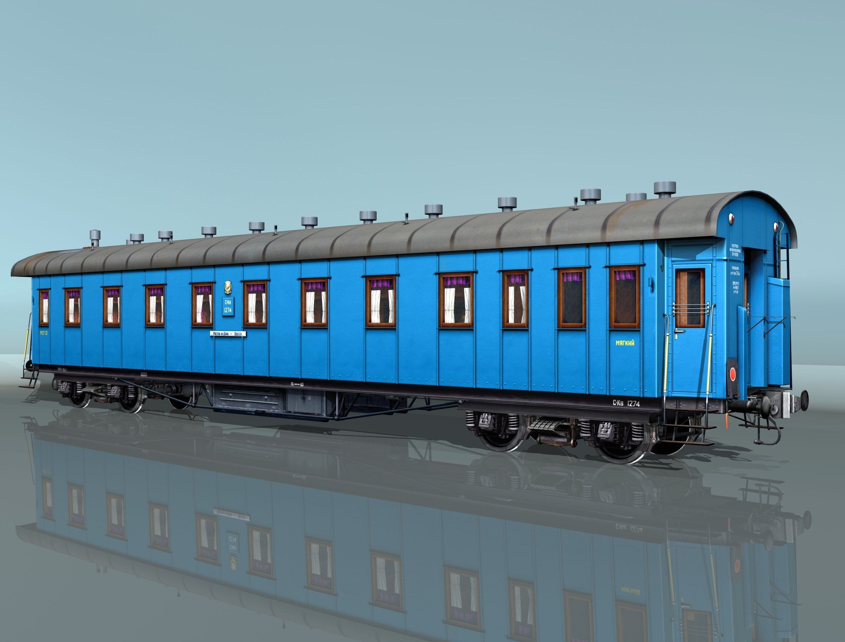 Passenger wagon Yegorov plant Low-poly 3D model_1