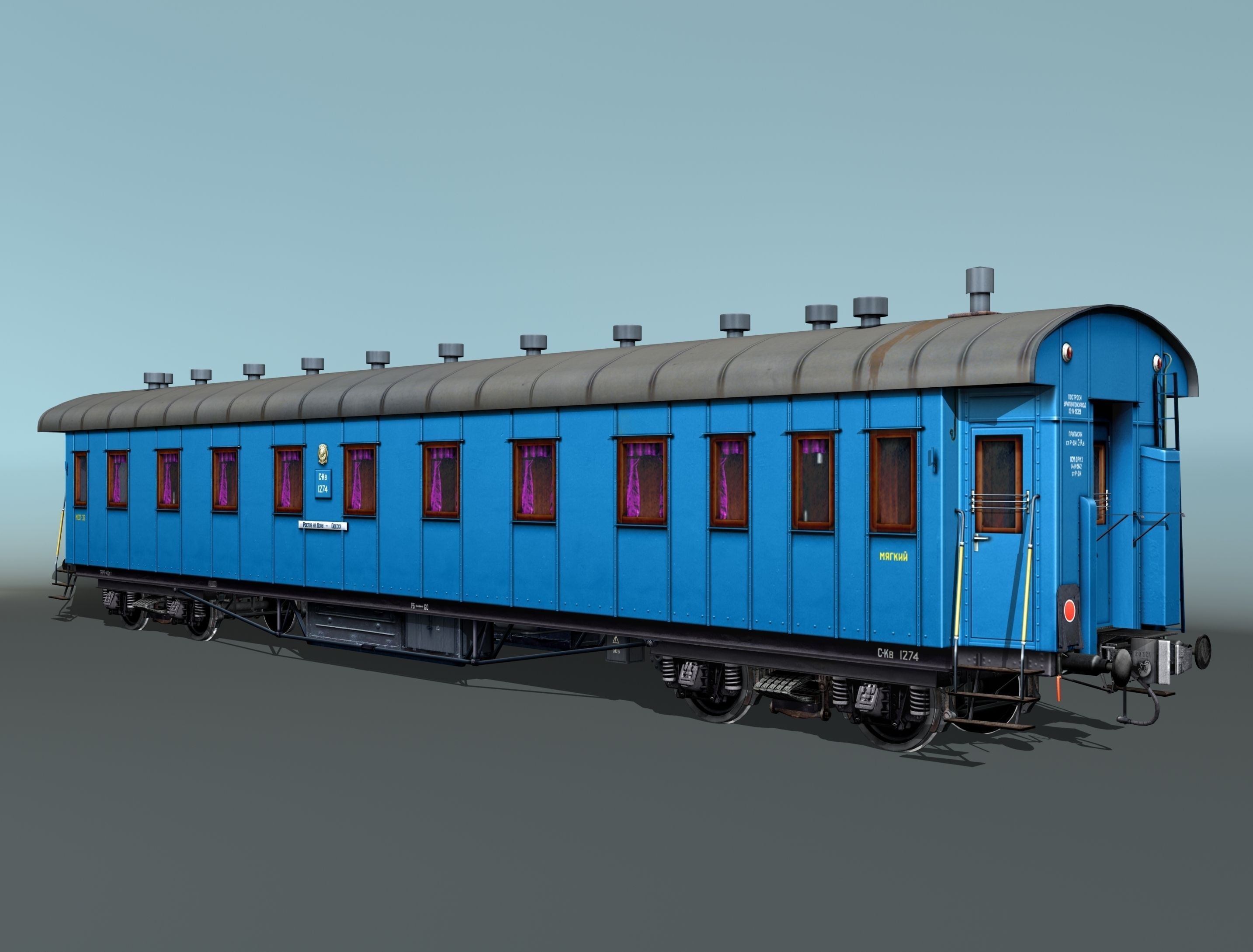 Passenger wagon Yegorov plant Low-poly 3D model_7