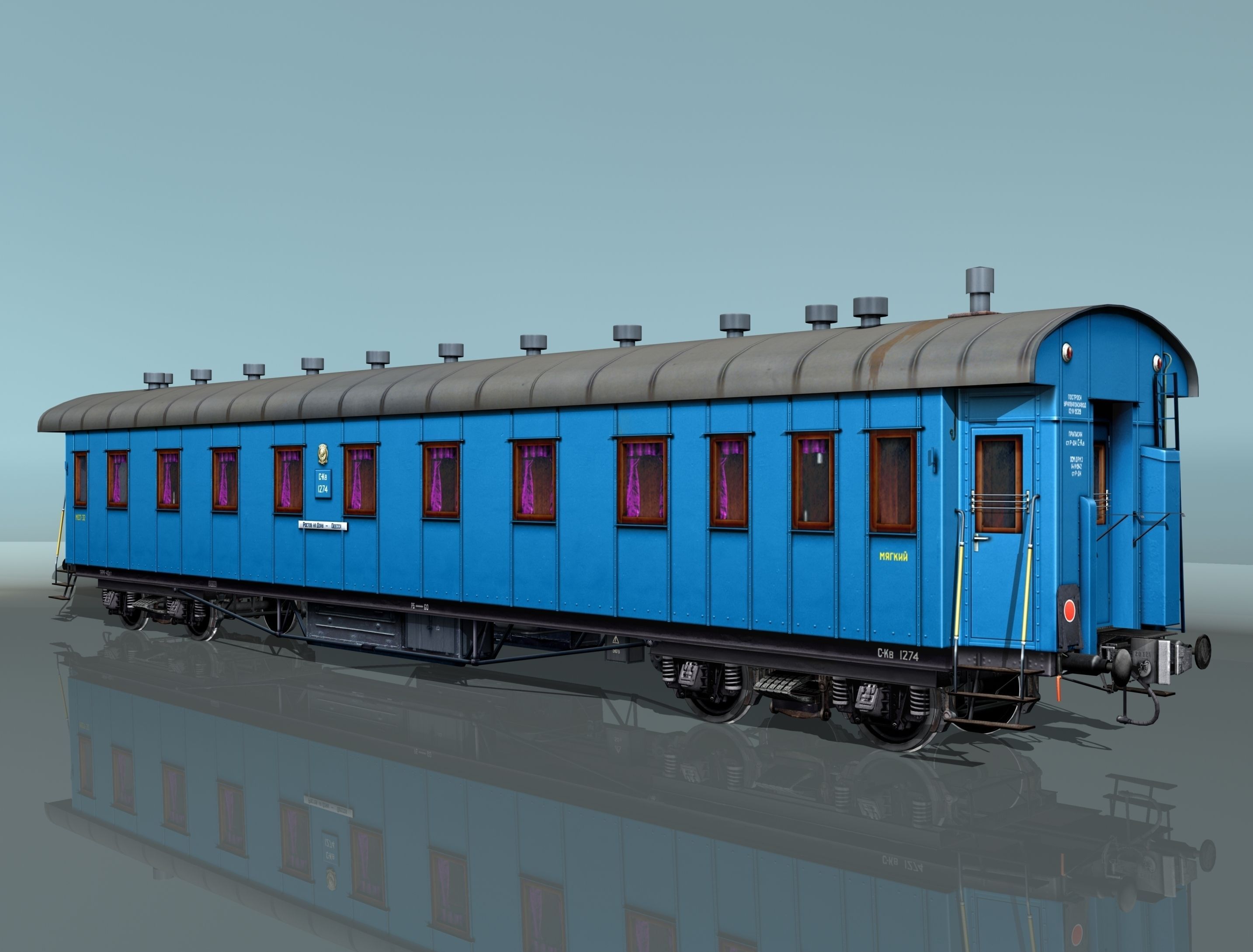 Passenger wagon Yegorov plant Low-poly 3D model_2