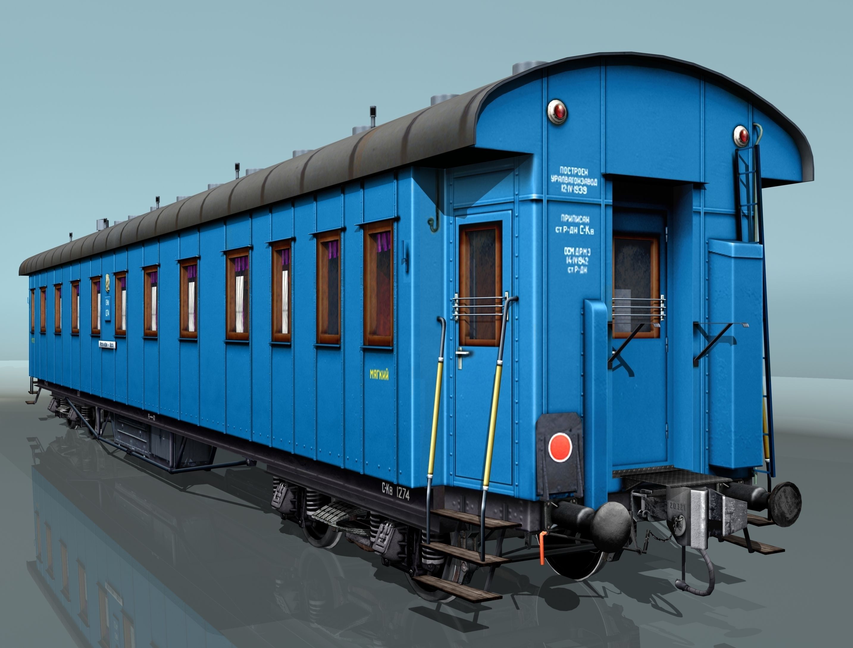 Passenger wagon Yegorov plant Low-poly 3D model_4