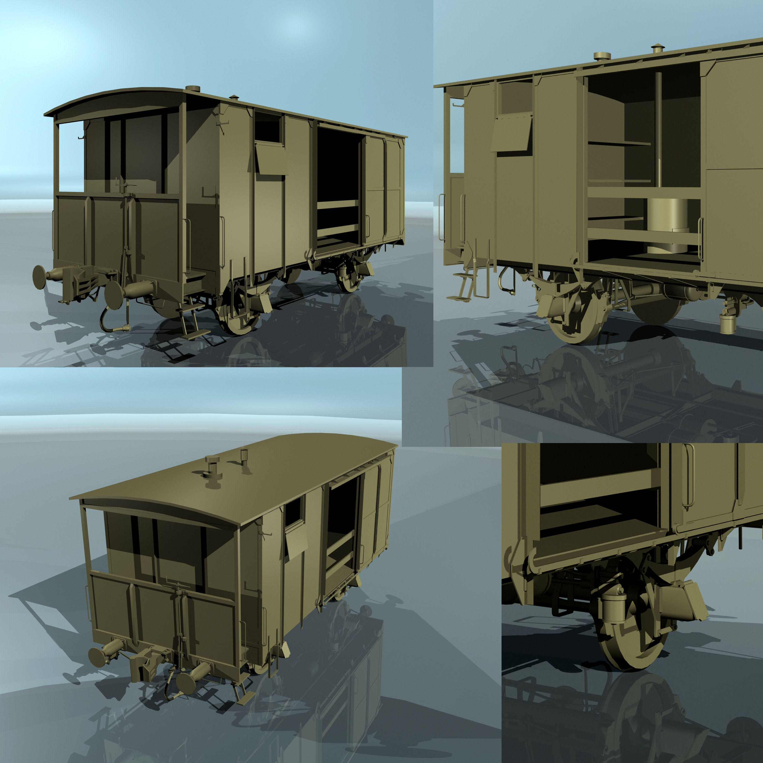 Covered Boxcars NTV Low-poly 3D model_11