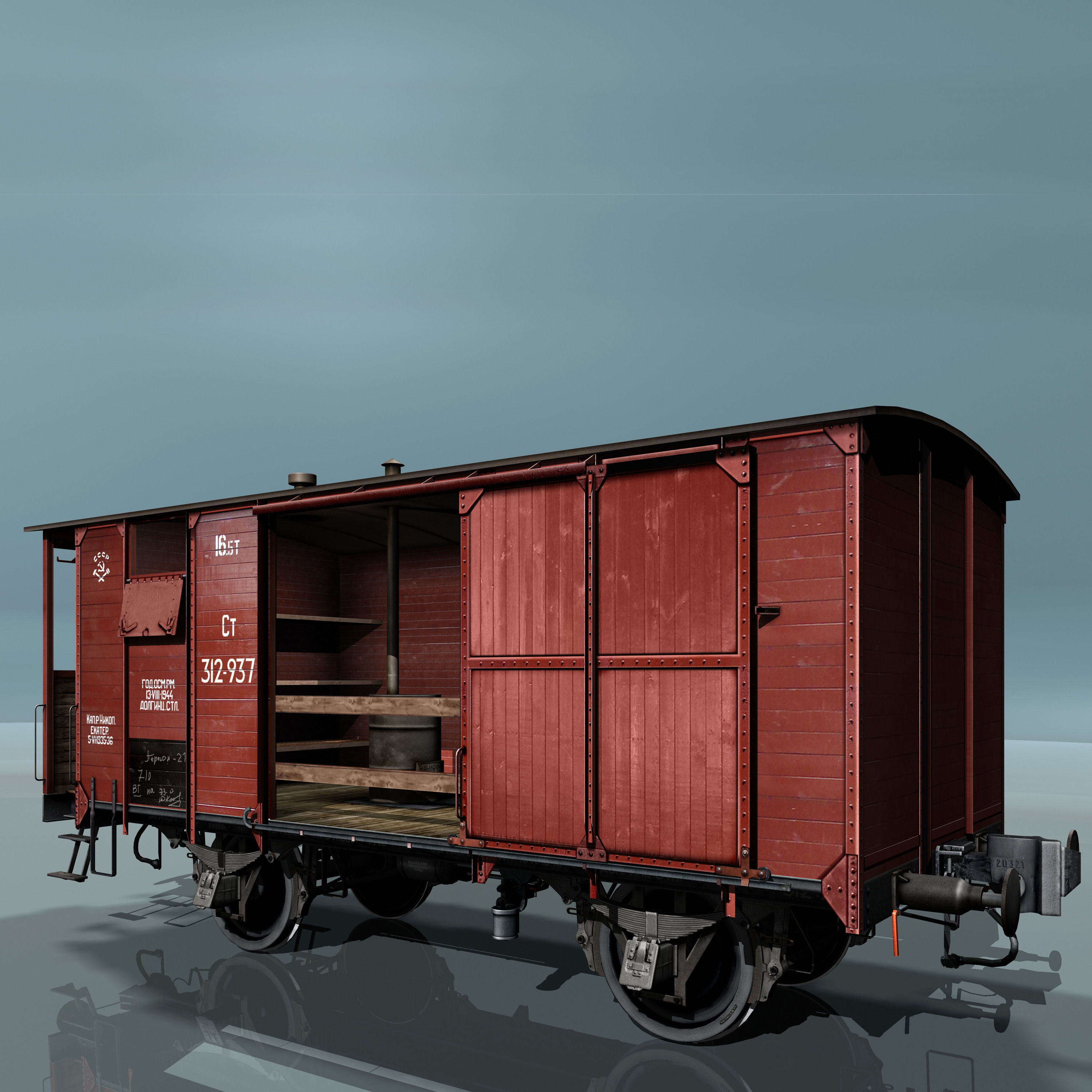 Covered Boxcars NTV Low-poly 3D model_5