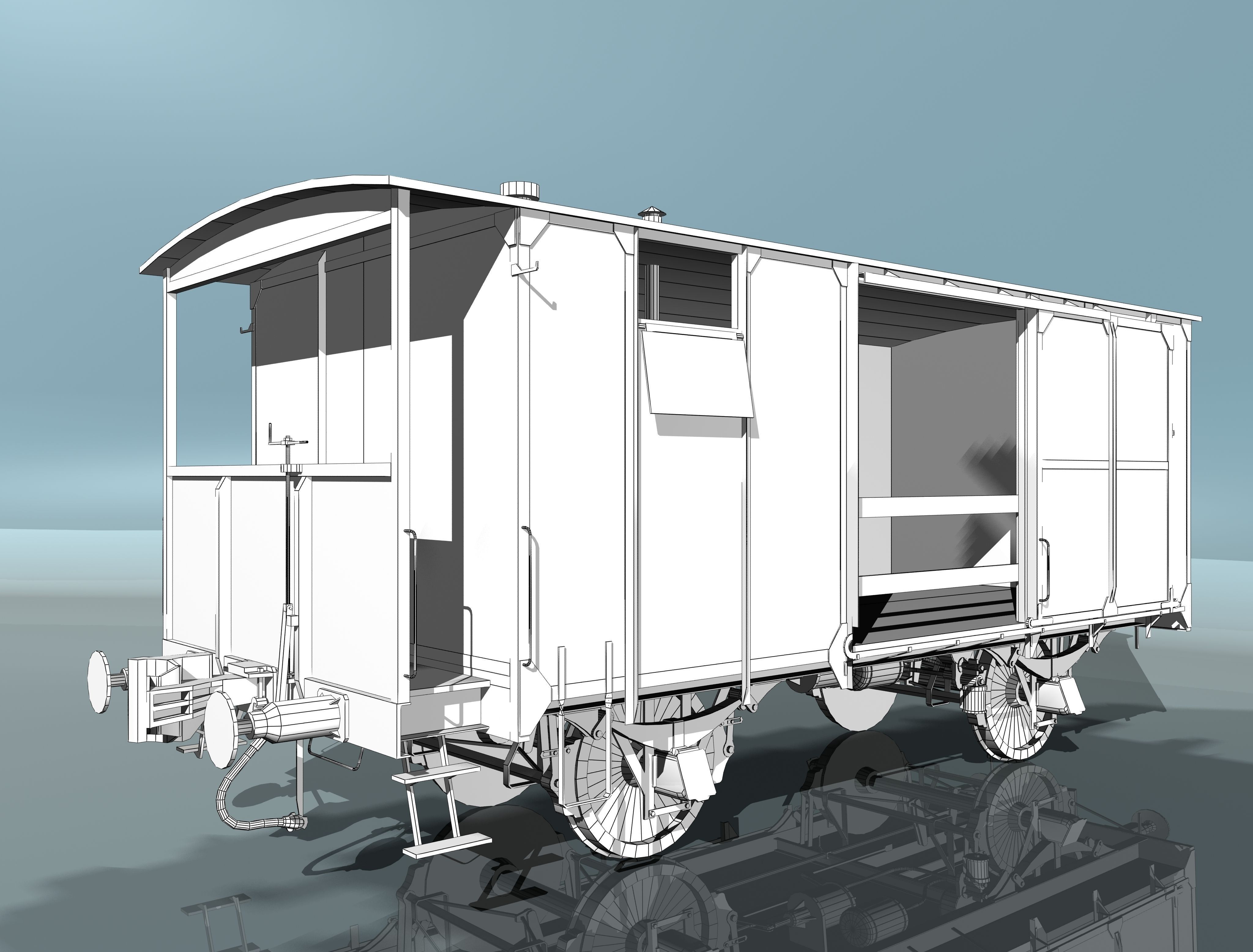 Covered Boxcars NTV Low-poly 3D model_16