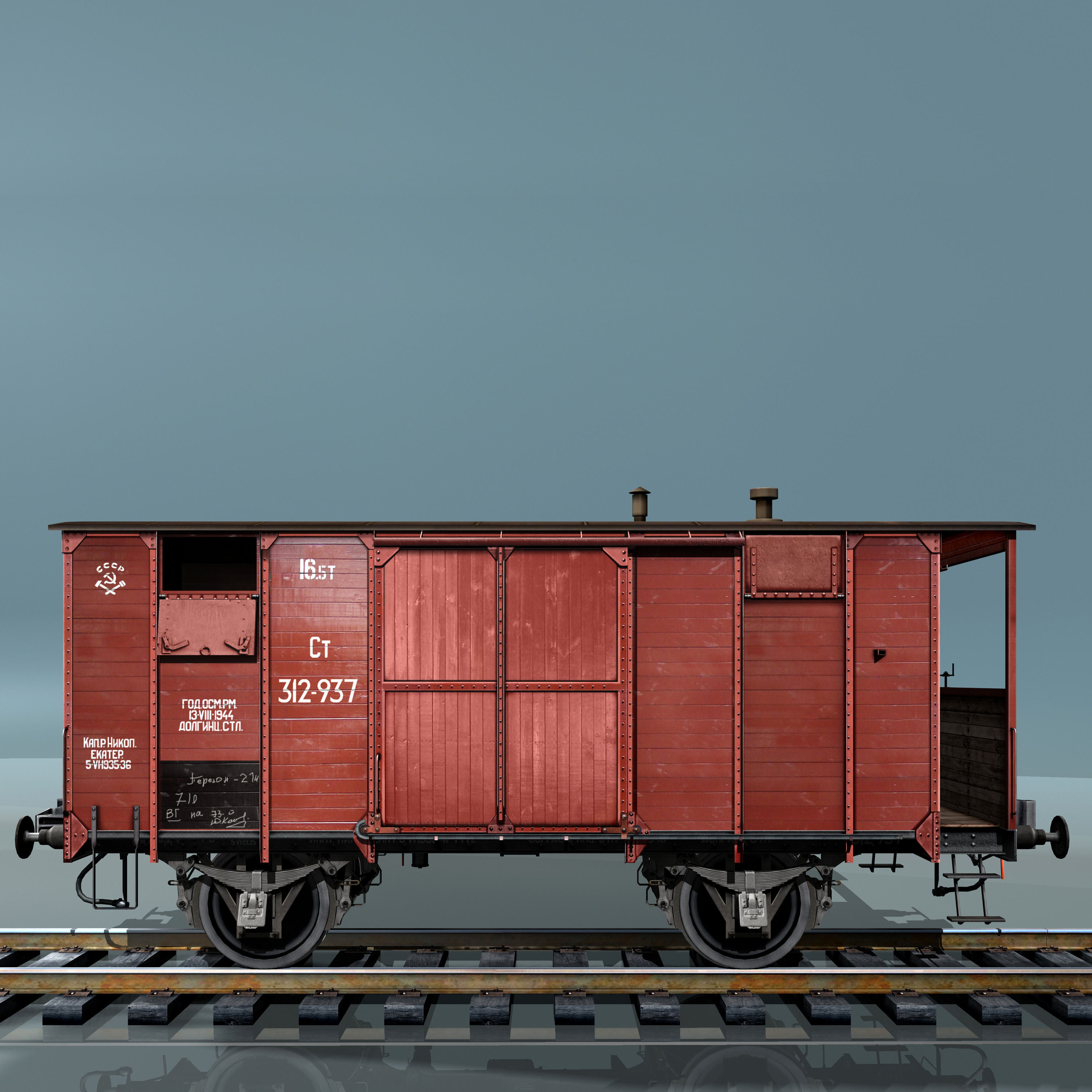 Covered Boxcars NTV Low-poly 3D model_2
