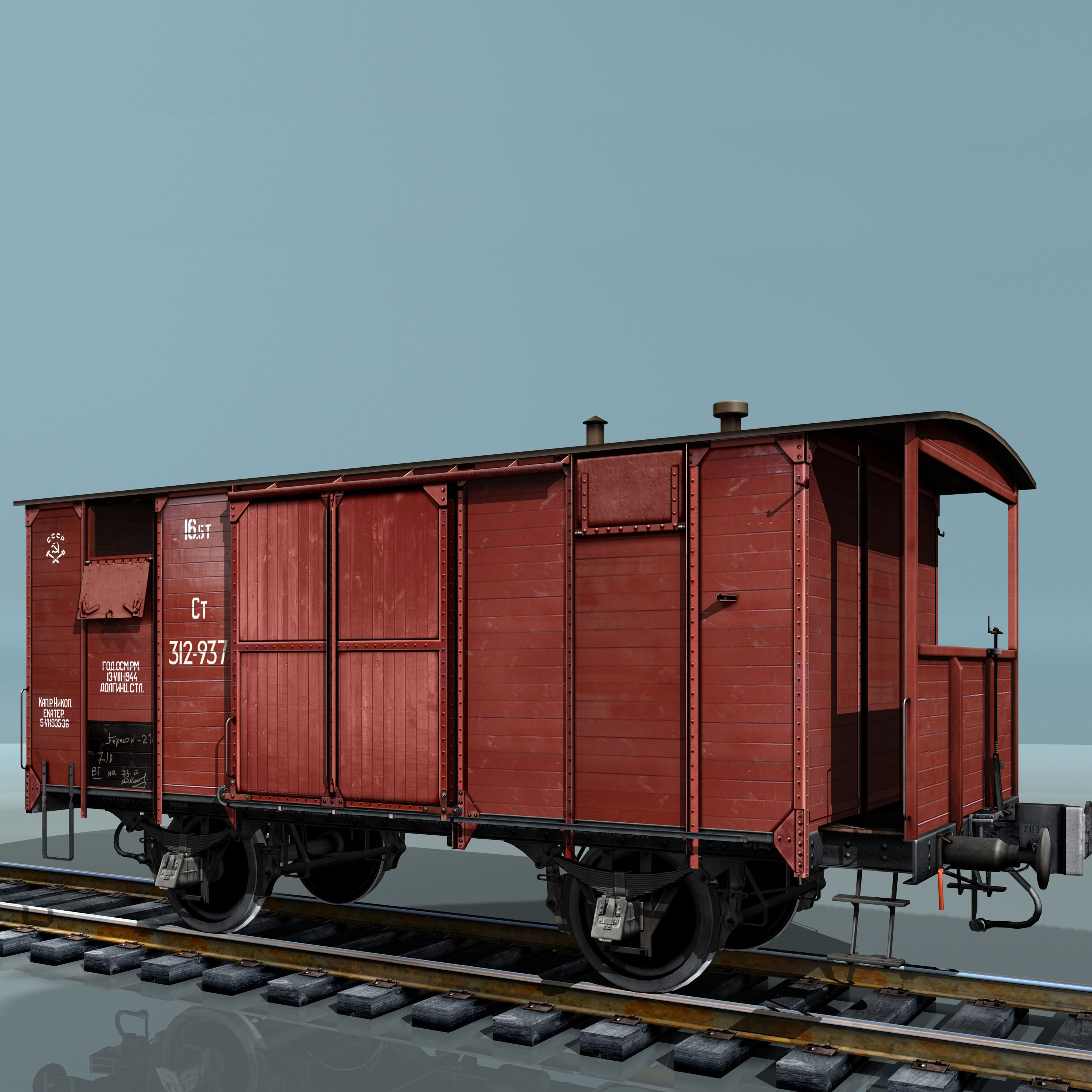 Covered Boxcars NTV Low-poly 3D model_3