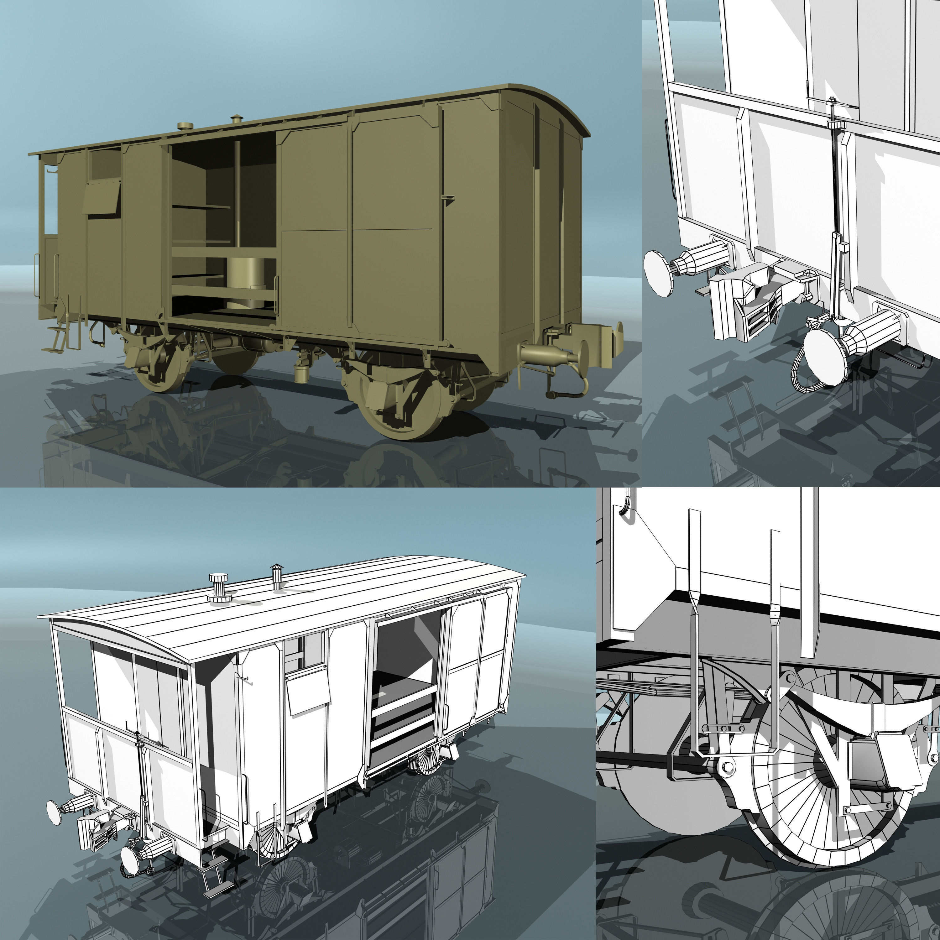 Covered Boxcars NTV Low-poly 3D model_6