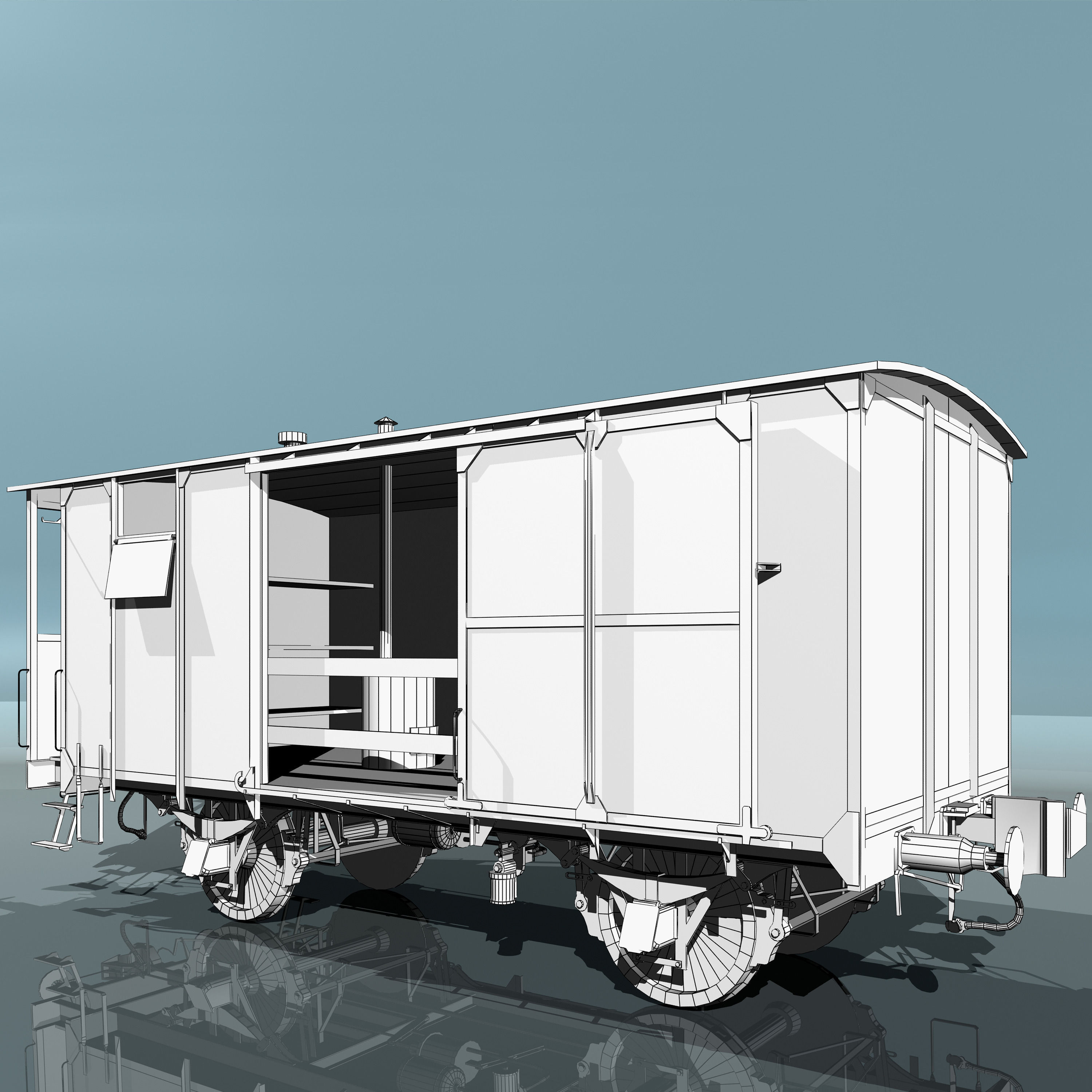 Covered Boxcars NTV Low-poly 3D model_15