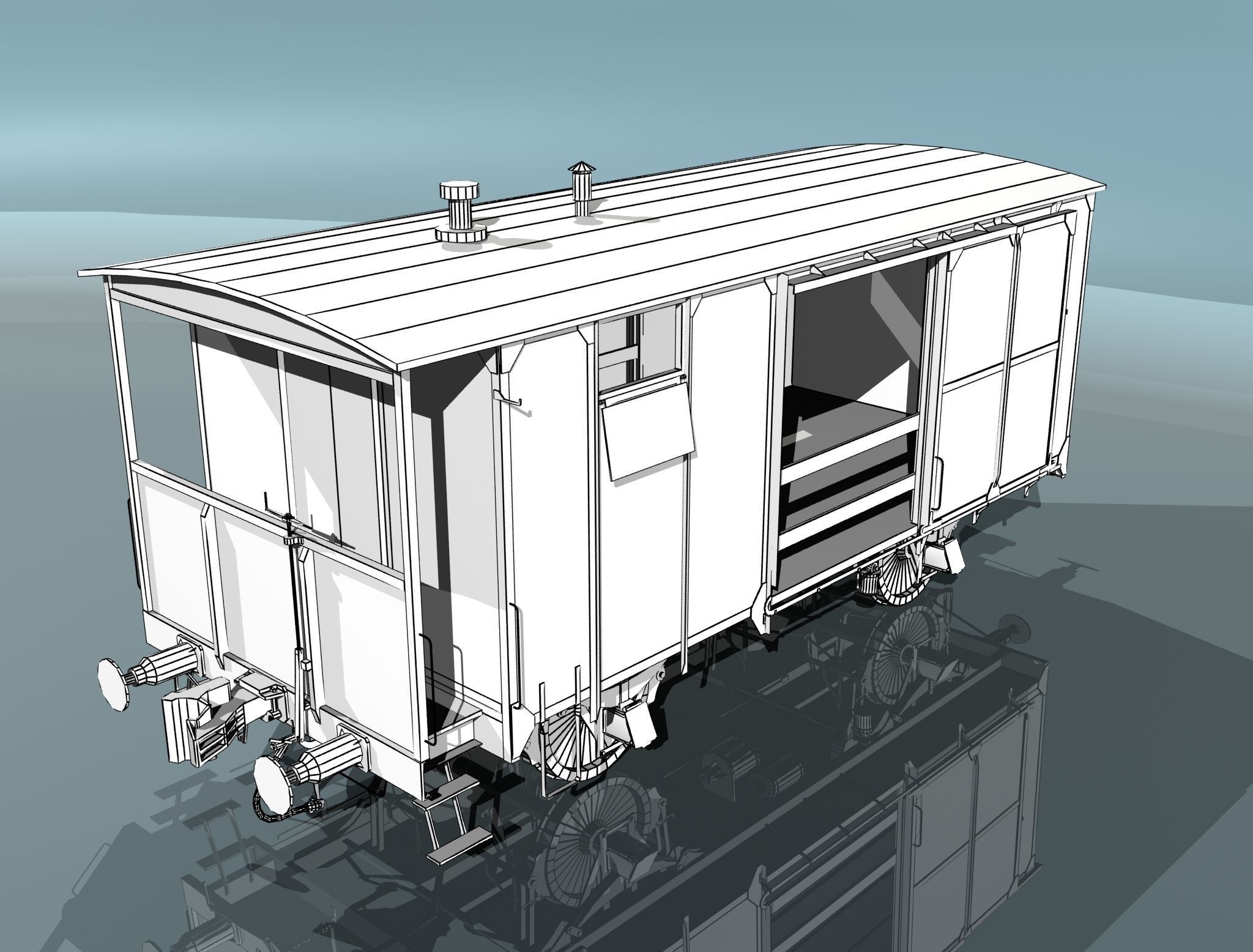 Covered Boxcars NTV Low-poly 3D model_14