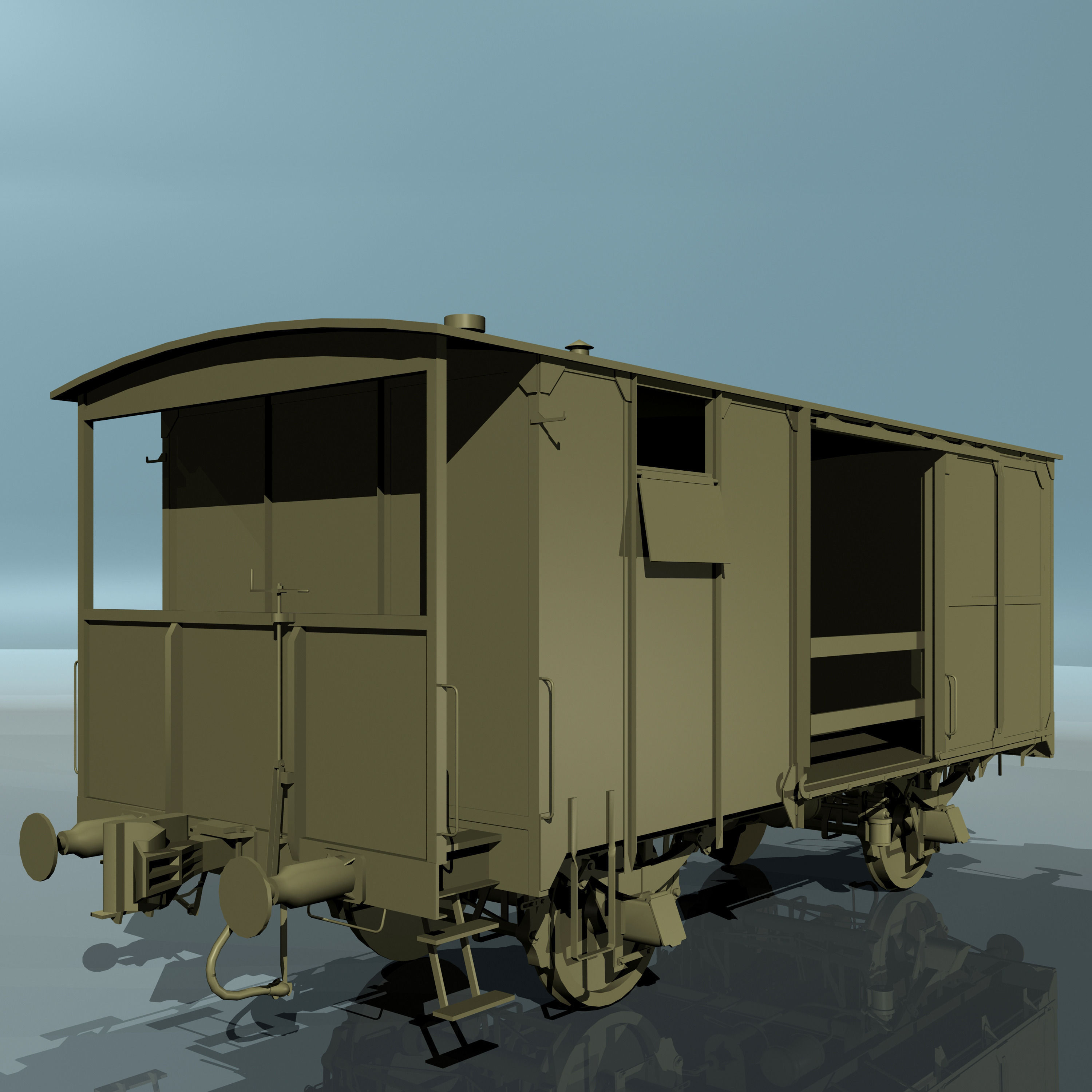 Covered Boxcars NTV Low-poly 3D model_9