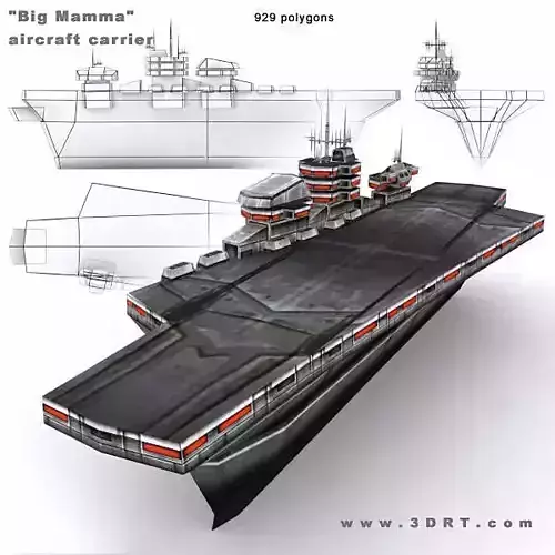 3DRT - Sci-Fi Naval Vessel - Aircraft Carrier Big Mamma2 Low-poly 3D model