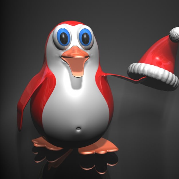 Christmas Penguin Rigged Low-poly 3D model_4