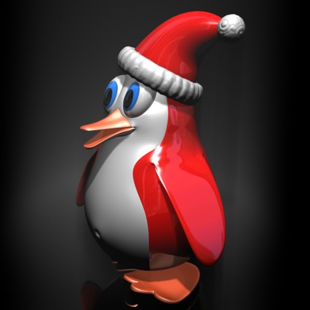 Christmas Penguin Rigged Low-poly 3D model_2