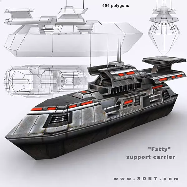 3DRT - Sci-Fi Naval Vessel - Fatty2 Low-poly 3D model