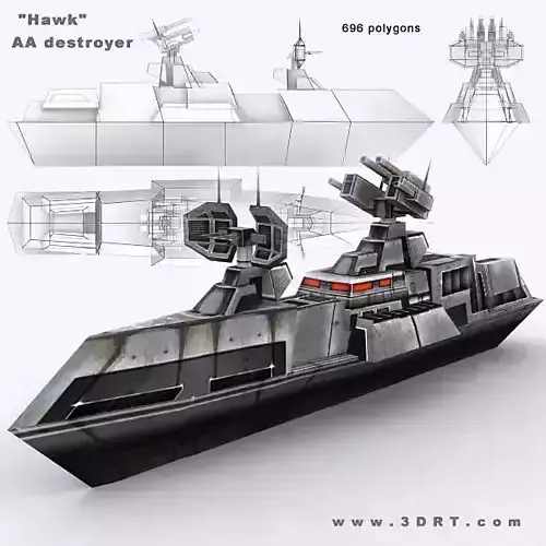 3DRT - Sci-Fi Naval Vessel Hawk 