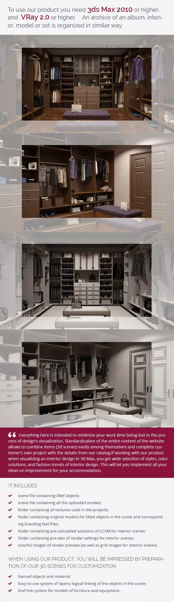 Dressroom kitchen with different cabinets and drawers 3D model_0