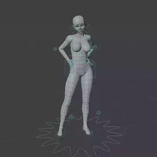 Stylized Humanoid Base Mesh - Female -Rigged- Low-poly 3D model