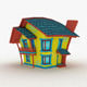 Building cartoon house Low-poly 3D model_1