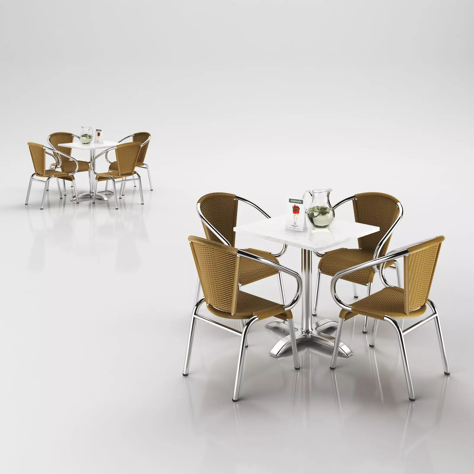 Rattan chairs with table 3D model