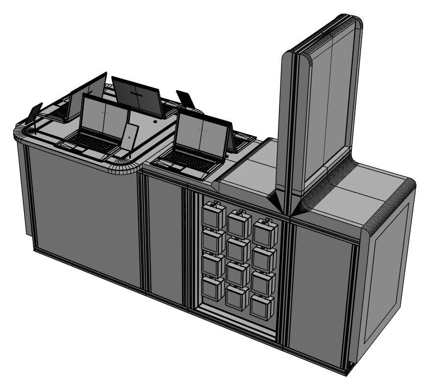 Computer sale stand 3D model_4