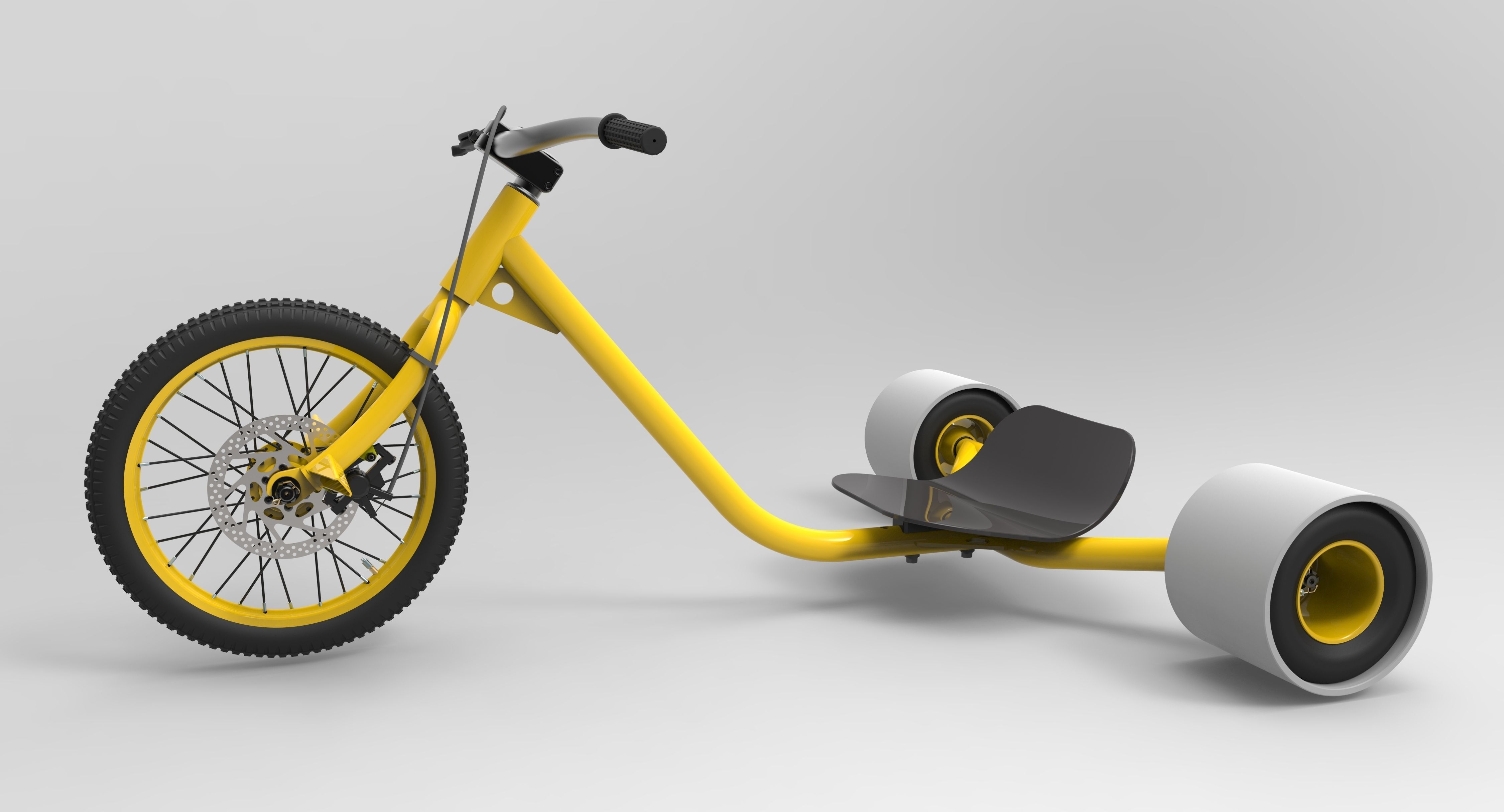 Drift-trike tricycle with two wheels 3D model_1