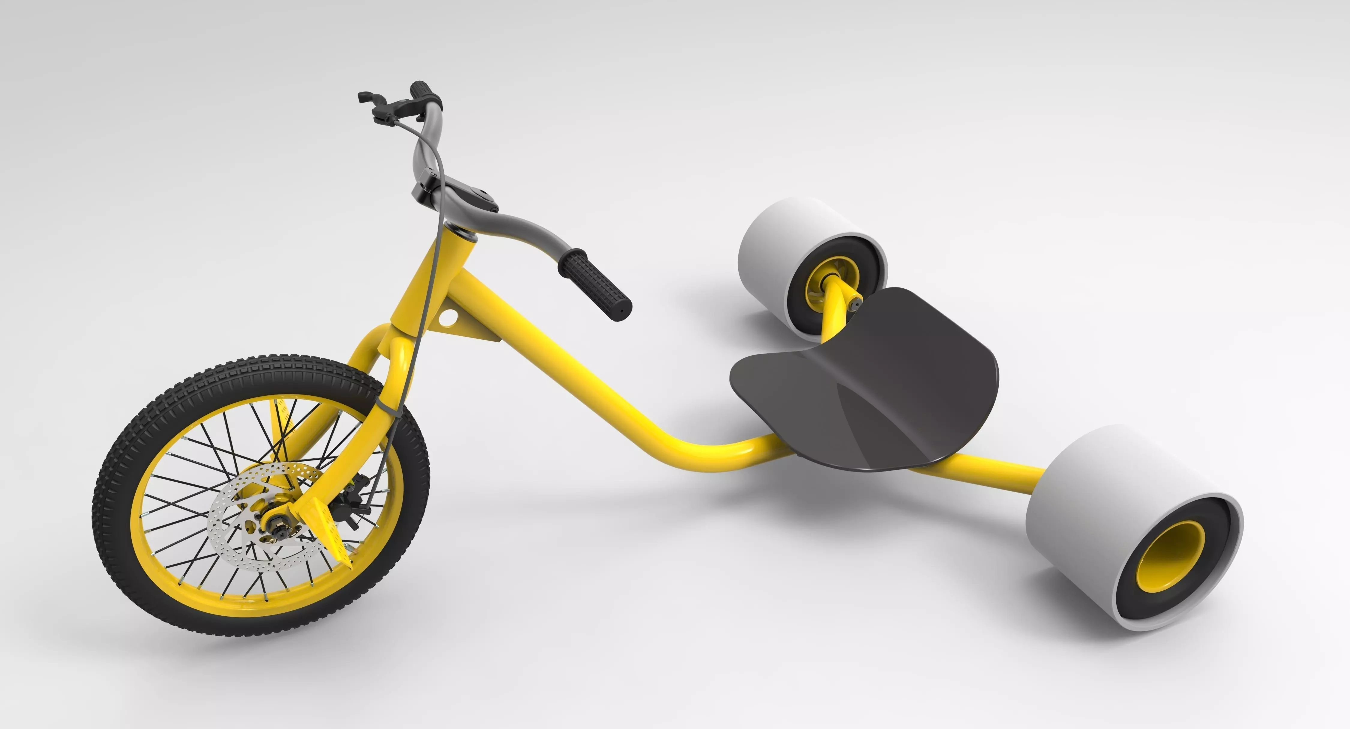 Drift-trike tricycle with two wheels 3D model_0