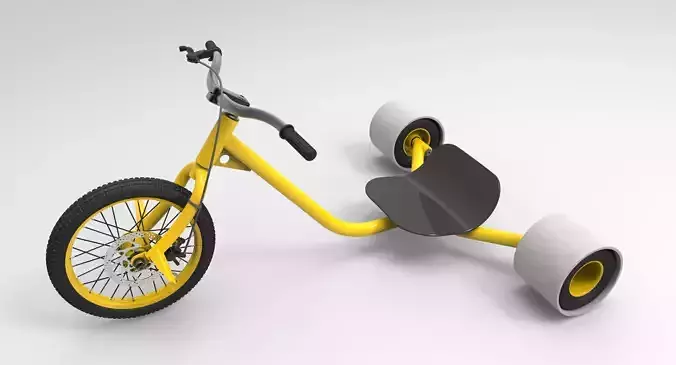 Drift-trike tricycle with two wheels 3D model