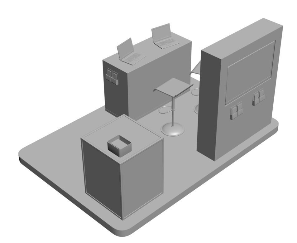 Financial store stand  3D model_2