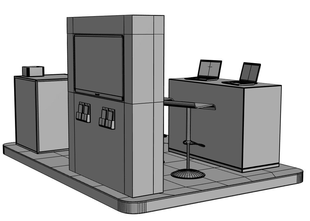 Financial store stand  3D model_6
