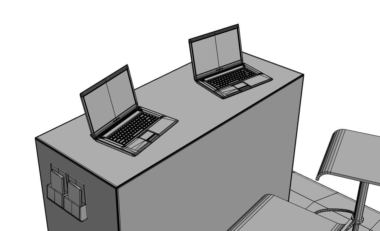 Financial store stand  3D model_4