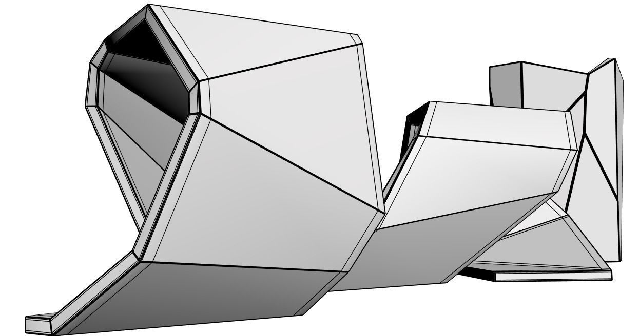 Art style wooden bench with trash bin 3D model_5