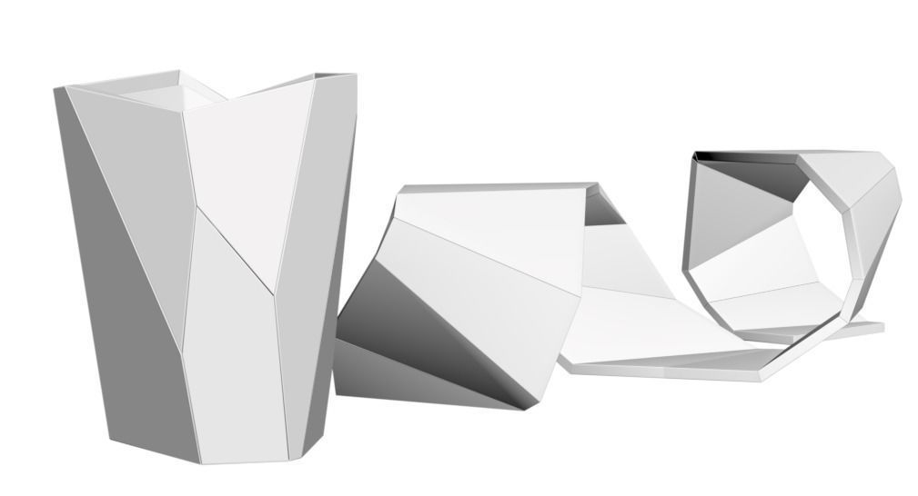 Art style wooden bench with trash bin 3D model_2