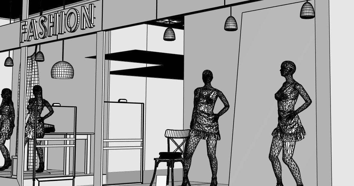 Shop window with high fashion 3D model_6
