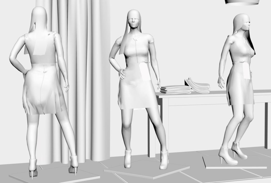 Shop window with high fashion 3D model_2
