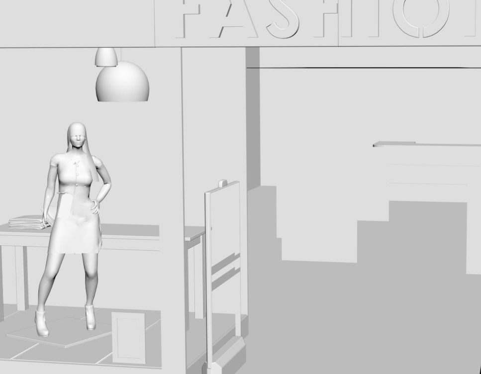 Shop window with high fashion 3D model_3