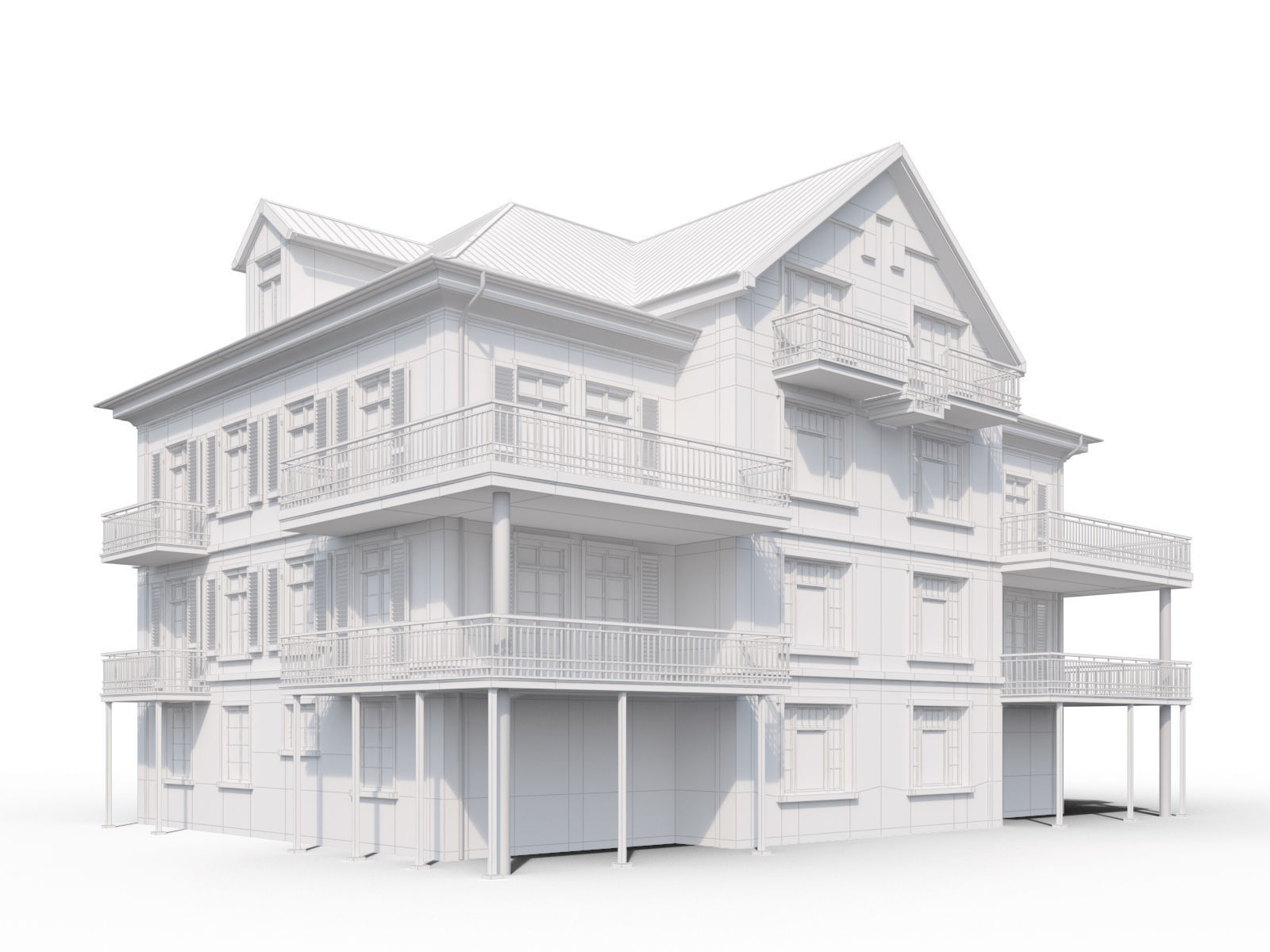 Classic residential villa 3D model_1