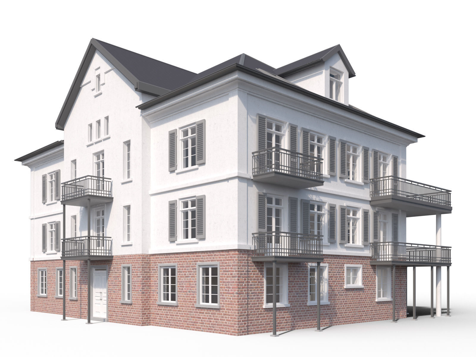 Classic residential villa 3D model_4