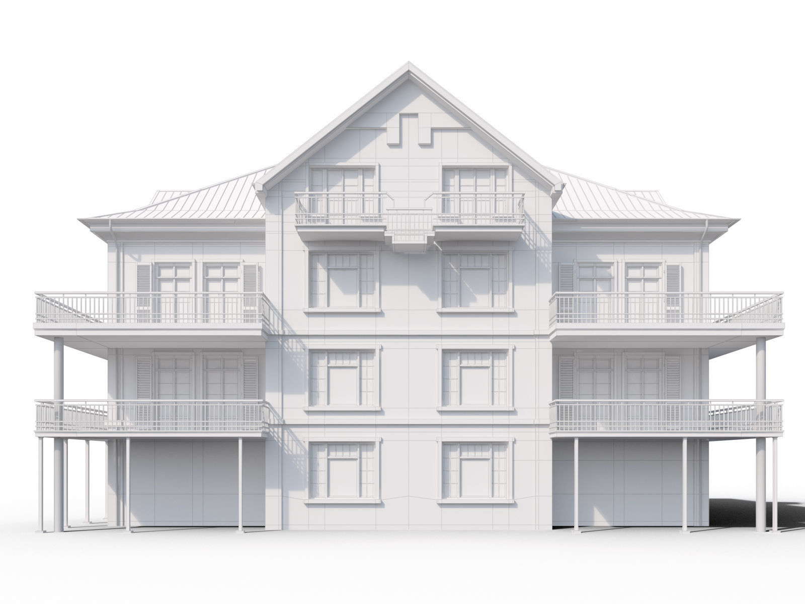 Classic residential villa 3D model_7