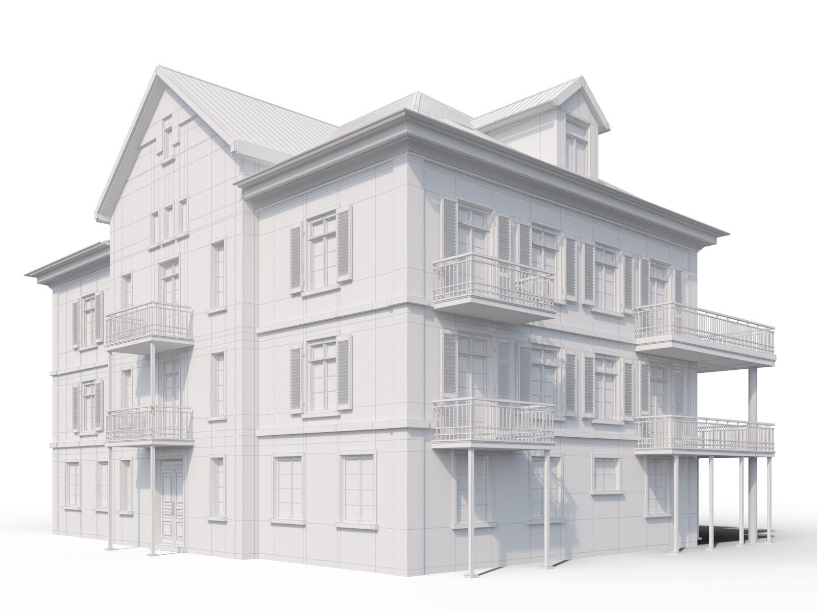Classic residential villa 3D model_5