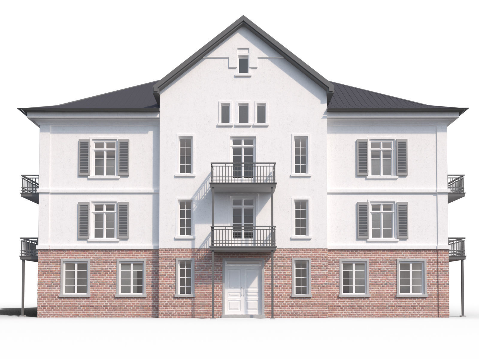 Classic residential villa 3D model_2