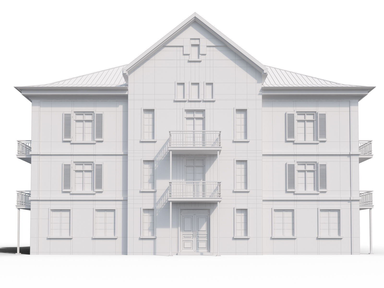 Classic residential villa 3D model_3