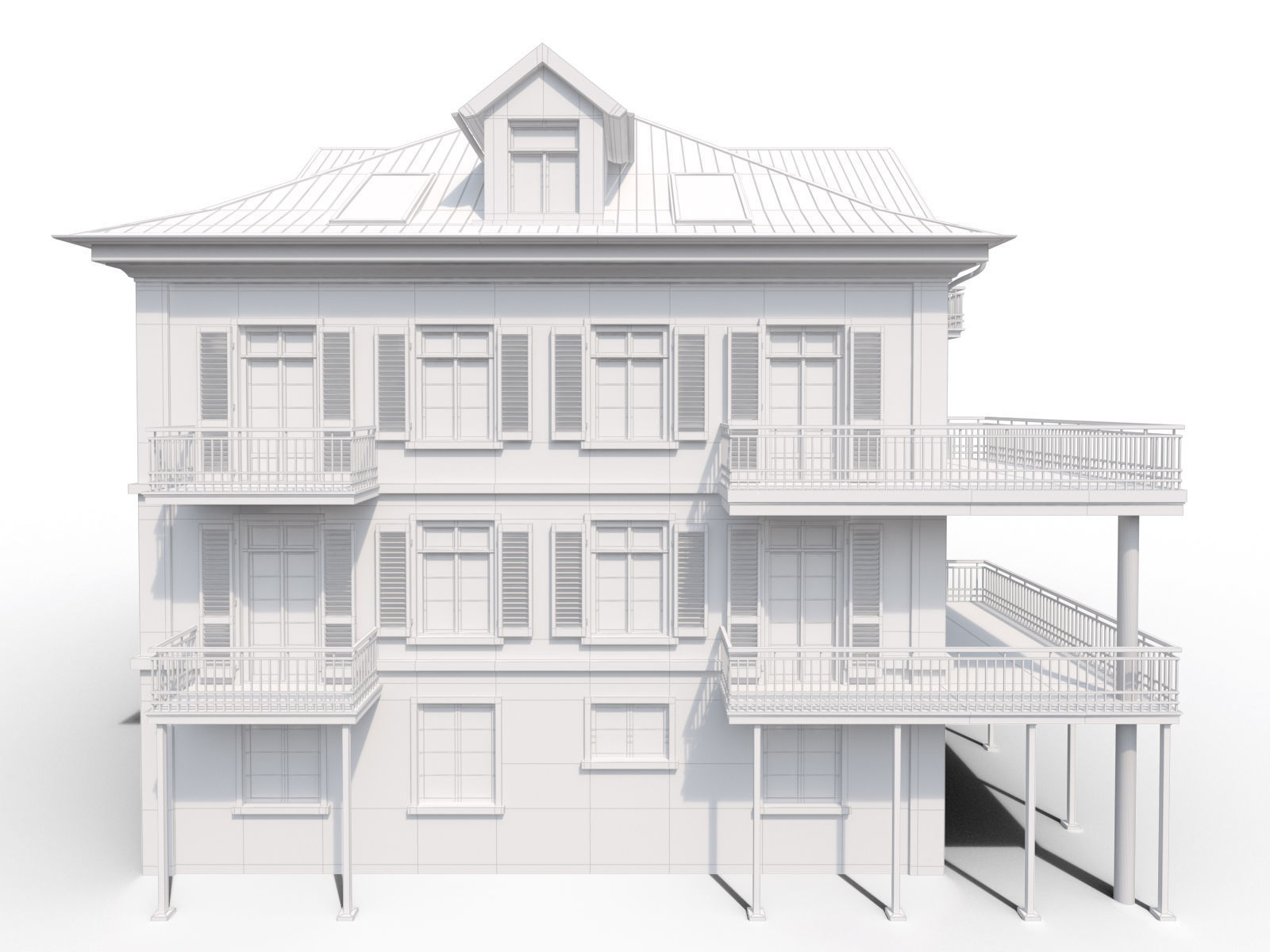 Classic residential villa 3D model_9